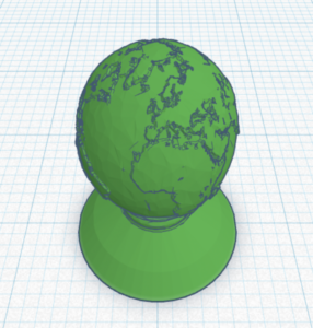 Green 3-d model of a globe set in a virtual grid