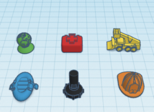 Finalized 3D model game pieces.