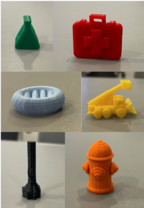 Collage of 6 different colored 3D game pieces