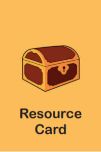 Resource card with yellow background and treasure chest on the front