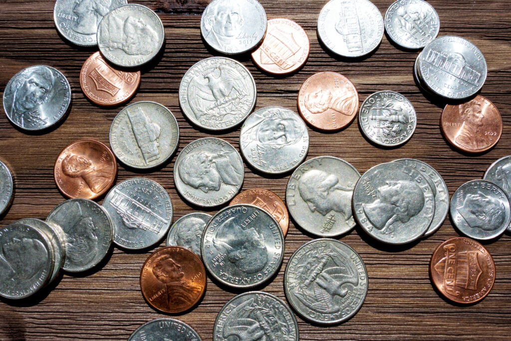 Pile of different U.S. coins