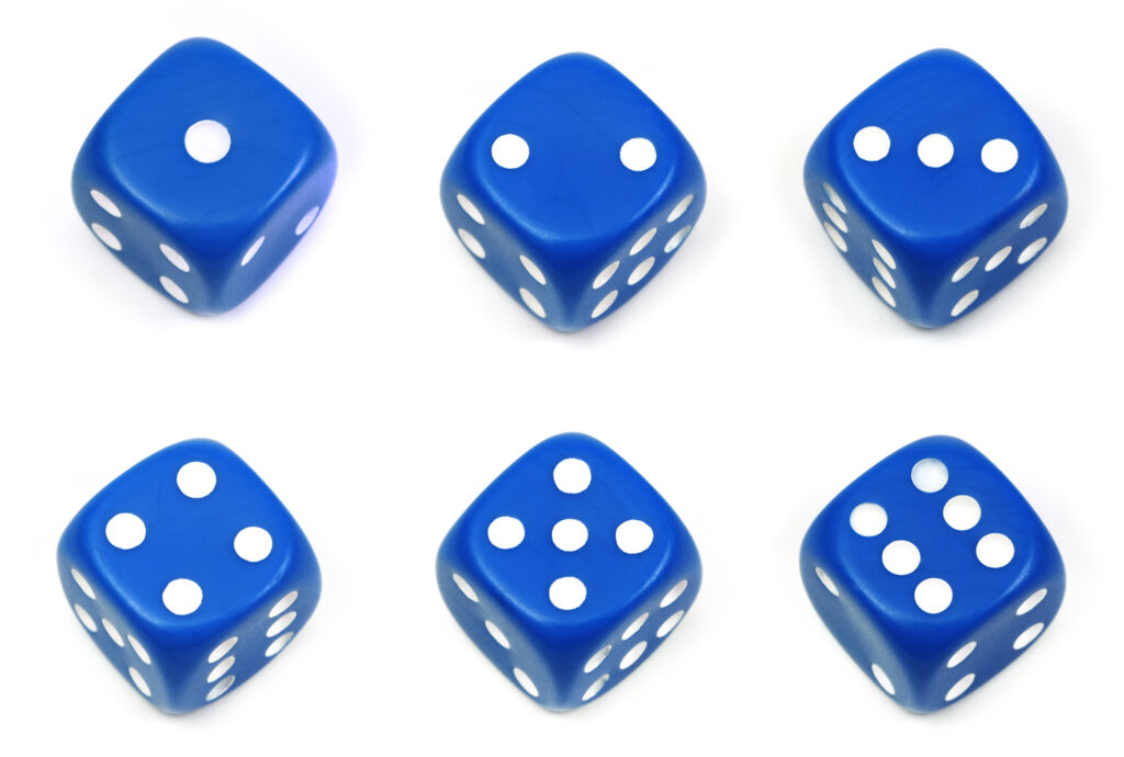 6 blue dice