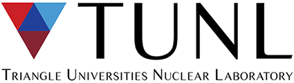 This is the Triangle Universities Nuclear Laboratory logo. There is a upside-down triangle on the left, and TUNL on the left. 