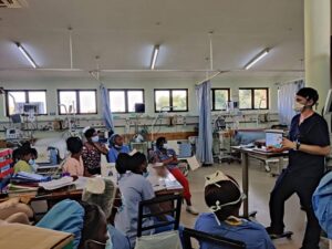 Mitch leading an educational session with nursing students and ICU nurses in Kamuzu Central Hospital