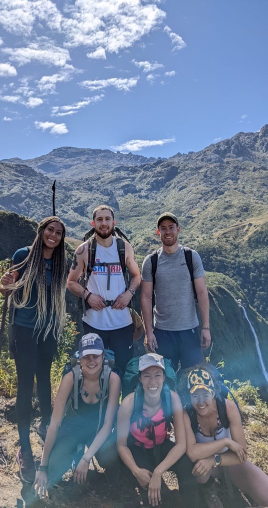 Me (back left) hiking Mulanje Mountain with some new friends!