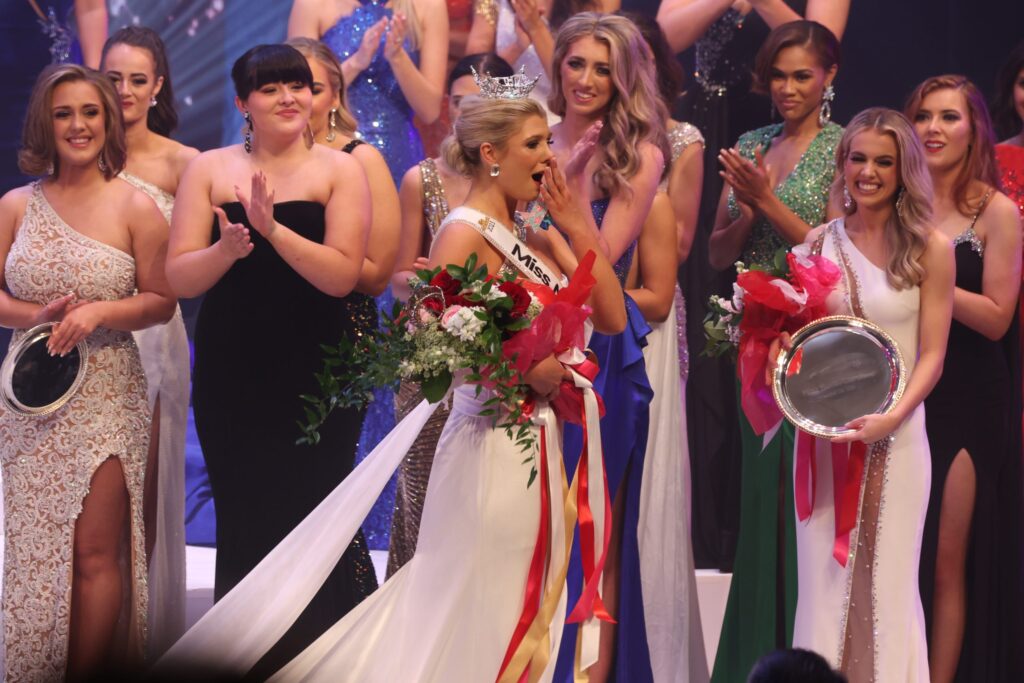 Taylor Loyd reacts with shock and joy to being crowned Miss NC.