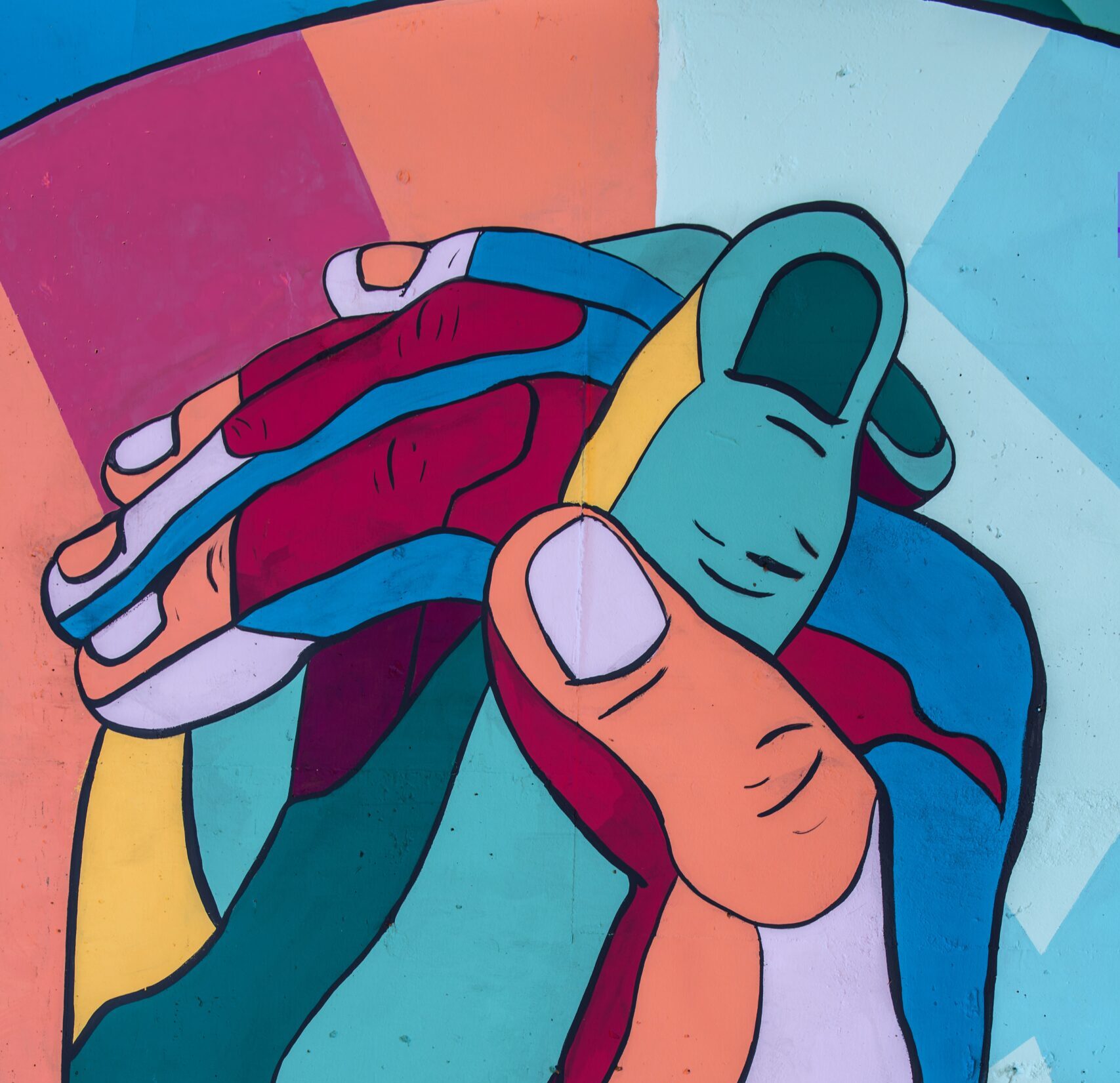 artwork, multicolor, holding hands